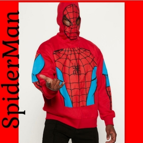 MARVEL Spider-Man Zip Up Hoodie Face Mask NWOT - Halloween, Cosplay - Picture 6 of 16